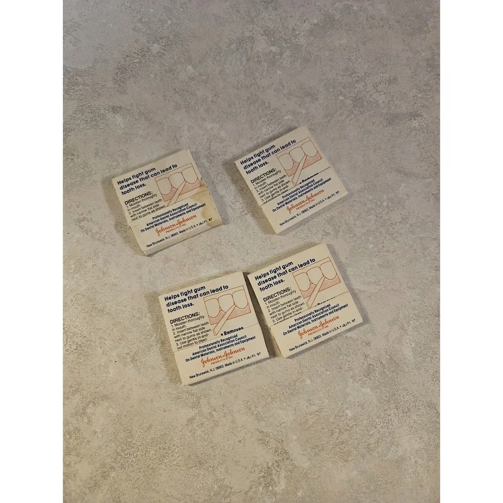Rare 1987 Stim-U-Dent Interdental Cleaners Mint Johnson & Johnson 4 Packs Of 25